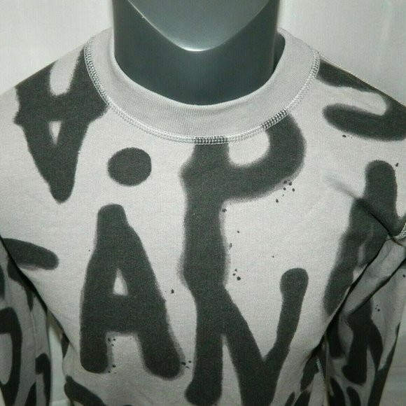 Cheap Monday Graffiti Crewneck long sleeve Sweatshirt Womens Small gray Black - Picture 2 of 6